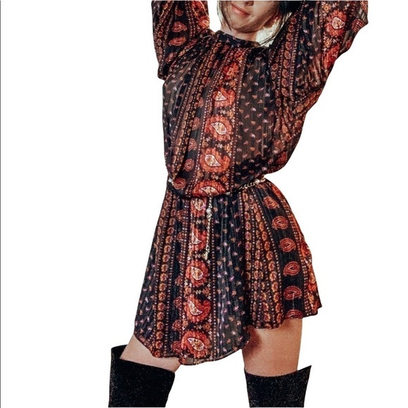Zara Paisley Print Boho Blouson Mini Dress NWT - Picture 7 of 11